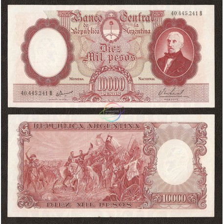 Argentina 10,000 Pesos, 1961-69, P-281b, XF-AU