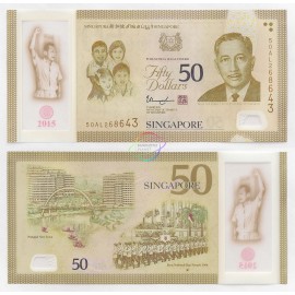 Singapore 50 Dollars, SG50 Commemorative, 2015, Polymer, P-61, UNC