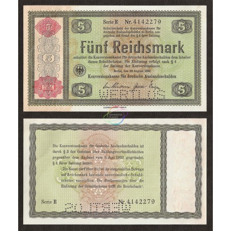 Germany 5 Reichsmark, 1934, P-207, AU
