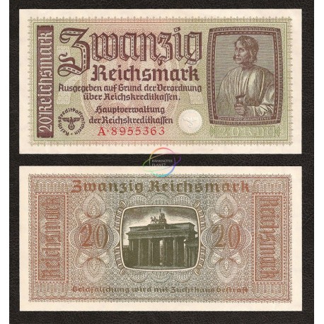 Germany 20 Reichsmark, 1940-45, P-R139, AU