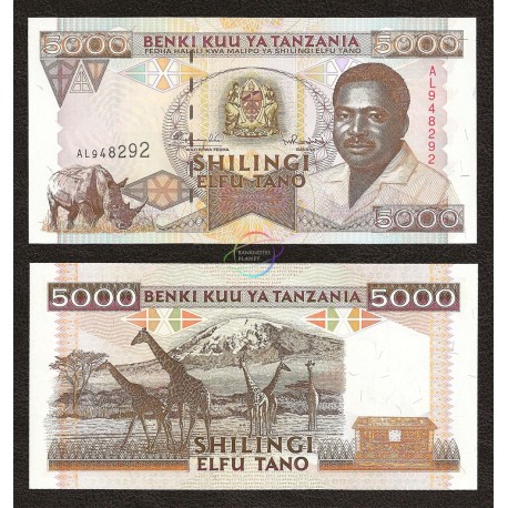 Tanzania 5,000 Shillings, 1995, P-28, UNC