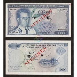 Belgian Congo 1000 Francs, P-35, 1958, SPECIMEN, UNC