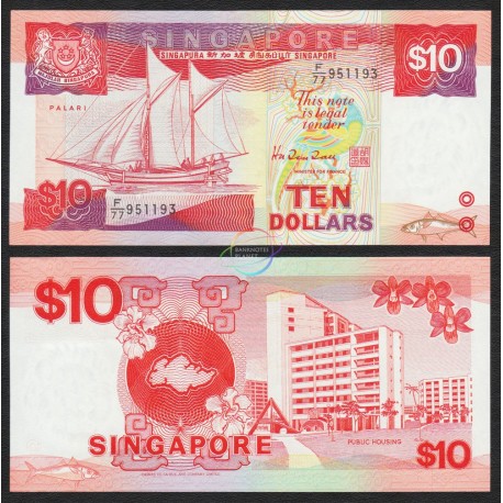 Singapore 10 Dollars, 1988, P-20, UNC