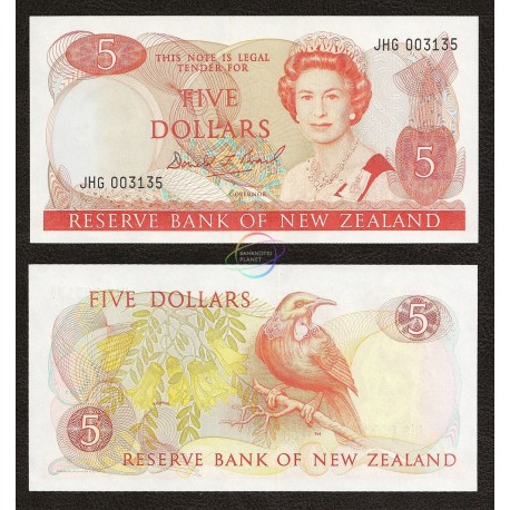 New Zealand 5 Dollars, QE II, 1989-92, P-171c, UNC