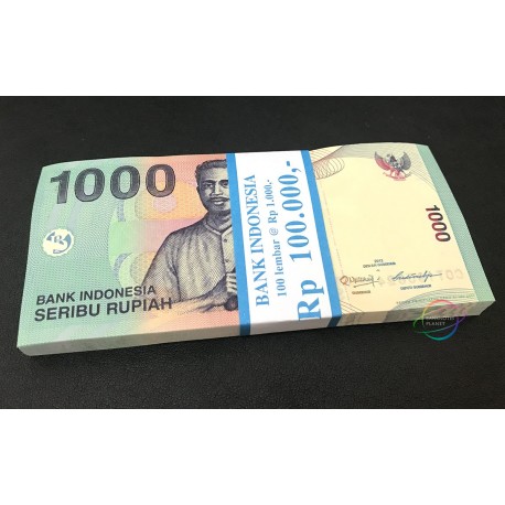 Indonesia 1000 Rupiah X 100 PCS, Full Bundle, 2013-2016, P-141, UNC