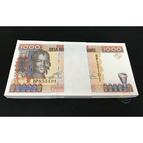 Guinea 1000 Francs X 100 PCS, Full Bundle, 1998, P-37, UNC