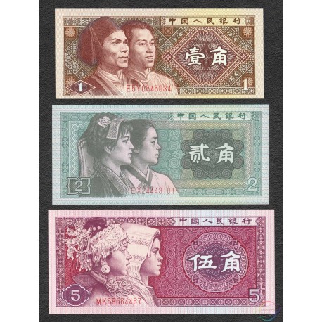 China 1, 2, 5 Jiao Set, 1980, P-881, 882, 883, UNC