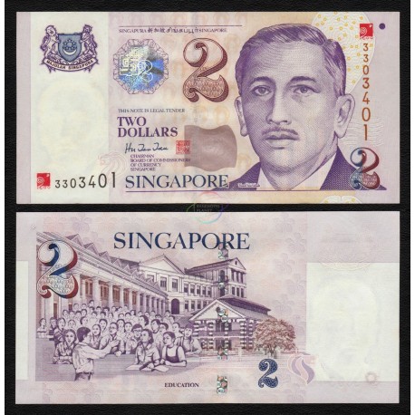 Singapore 2 Dollars, Millenium Overprint, 2000, P-45, UNC