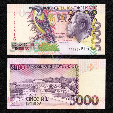 St. Thomas & Prince 5,000 Dobras, 2004, P-65b, UNC