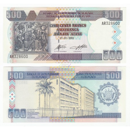 Burundi 500 Francs, 2003, P-38c, UNC