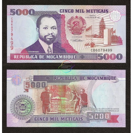 Mozambique 5,000 Meticais, 1991, P-136, UNC