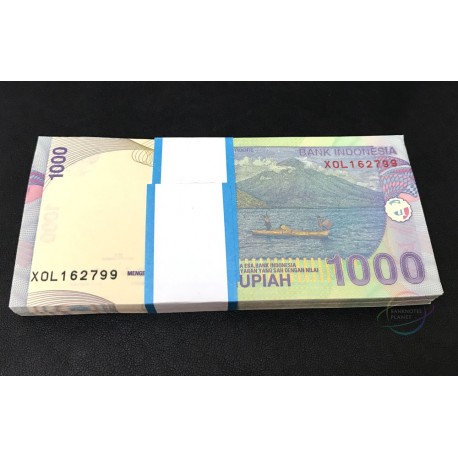 Indonesia 1,000 Rupiah X 100 PCS, X Replacement, Full Bundle, 2013-2016, P-141, UNC