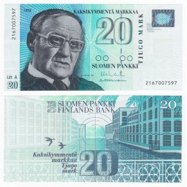 Finland 20 Markkaa, Litt A, 1993 (1997), P-123, UNC