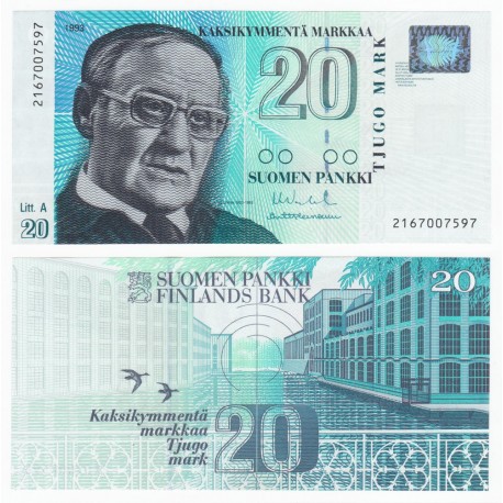 Finland 20 Markkaa, Litt A, 1993 (1997), P-123, UNC