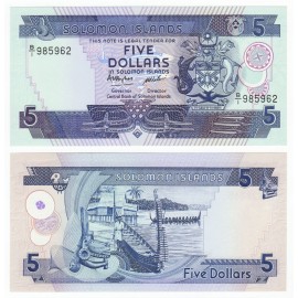 Solomon Islands 5 Dollars, B/1, Sign 5, 1986, P-14, UNC