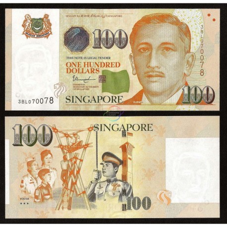 Singapore 100 Dollars, 3 Stars, 2018, P-50, UNC