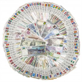 World 100 PCS w/Flag Label Uncirculated Banknotes Set 100 Different Countries UNC
