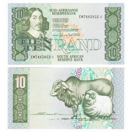 South Africa 10 Rand, 1985-1990, P-120d, UNC