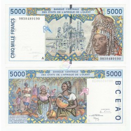 West African States, Ivory Coast 5000 Francs, 1998, P-113Ah, AUNC
