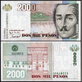 Colombia 2,000 Pesos, 1997, P-445b, UNC