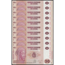 Congo D.R. 50 Francs X 10 PCS, 2013, P-97, UNC