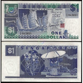Singapore 1 Dollar, 1987, P-18a, UNC