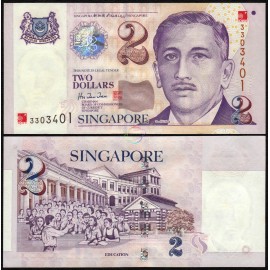 Singapore 2 Dollars, Millenium Overprint, 2000, P-45, UNC