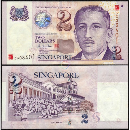 Singapore 2 Dollars, Millenium Overprint, 2000, P-45, UNC