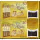 Singapore Brunei 50 Dollars & 50 Ringgit Set 2 PCS, Commemorative, 2017, P-38, 62, Polymer, UNC
