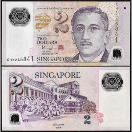 Singapore 2 Dollars, 3 Solid Stars, 2019, P-46l, Polymer, UNC