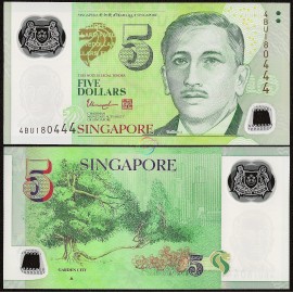 Singapore 5 Dollars, 1 Triangle, 2014, P-47d, Polymer, UNC