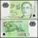 Singapore 5 Dollars, 2 Triangles, 2014, P-47c, Polymer, UNC