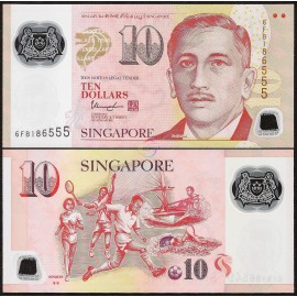 Singapore 10 Dollars, 2 Inverted Triangle, 2020, P-48, Polymer, UNC