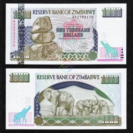Zimbabwe 1,000 Dollars, 2003, P-12, UNC
