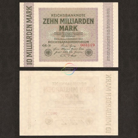 Germany 10 Billion Mark, 1923, P-117b, AU