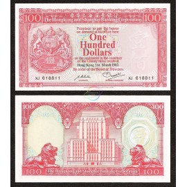 Hong Kong 100 Dollars, 1982, P-187d, UNC